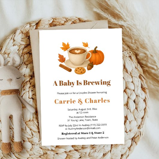 Invitation Citrouille Spice Automne Café Boissons Baby shower