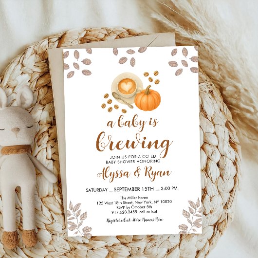 Invitation Citrouille Spice Automne Café Boissons Baby shower