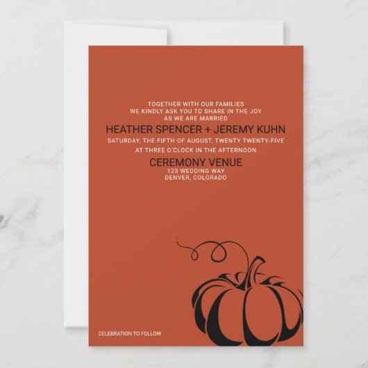 Invitation Citrouille Spice avec code QR et détails Mariage (Devant)