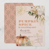 Invitation Citrouille Spice Boho Floral Rose Girl 1er anniver (Devant / Derrière)