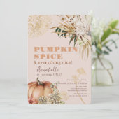Invitation Citrouille Spice Boho Floral Rose Girl 1er anniver (Debout devant)
