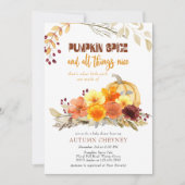 Invitation Citrouille Spice Poem Autumn Flowers Baby shower (Devant)