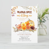 Invitation Citrouille Spice Poem Autumn Flowers Baby shower (Debout devant)