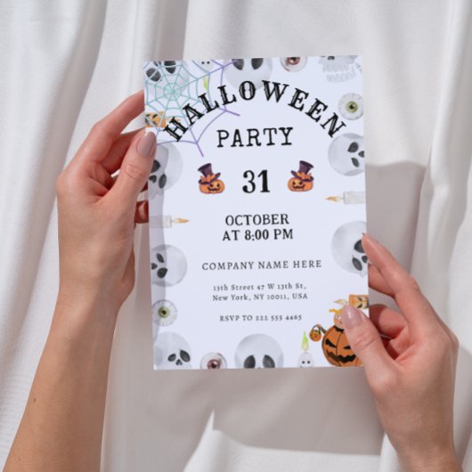 Invitation Citrouille | Spider Web Halloween Bureau Party Bla