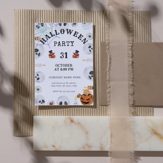 Invitation Citrouille | Spider Web Halloween Bureau Party Bla