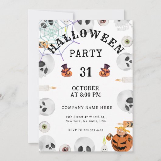 Invitation Citrouille | Spider Web Halloween Bureau Party Bla (Devant)