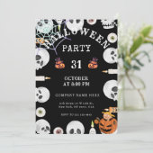 Invitation Citrouille | Spider Web Halloween Bureau Party Noi (Debout devant)
