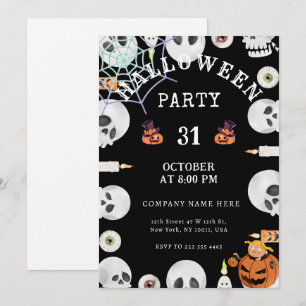 Invitation Citrouille   Spider Web Halloween Bureau Party Noi