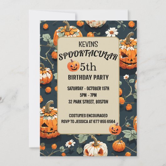 Invitation citrouille spooktaculaire anniversaire de enfant H (Devant)
