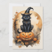 Invitation Citrouille sucré Chat noir Halloween Fête Invitati (Dos)