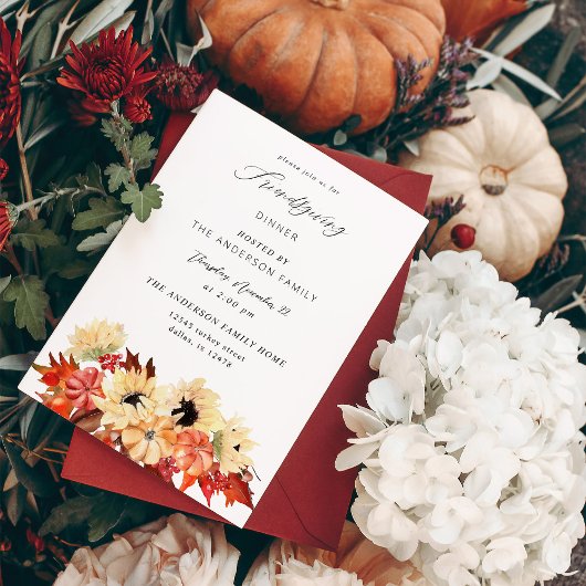 Invitation Citrouille & Sunflower Friendsgiving