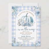 Invitation Citrouille Sur Le Chemin Baby shower Garçon Bleu A (Devant)