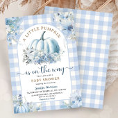 Invitation Citrouille Sur Le Chemin Baby shower Garçon Bleu A