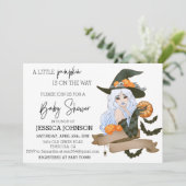 Invitation Citrouille sur le chemin Sorcière Baby shower Hall (Debout devant)