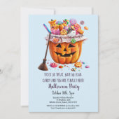 Invitation Citrouille Sweets sorcière Broom Halloween fête (Devant)