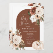 Invitation Citrouille Terracotta Arch Pampas Baby shower en h (Devant / Derrière)