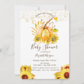 Invitation Citrouille, Texture bois, Baby shower de tournesol (Devant)