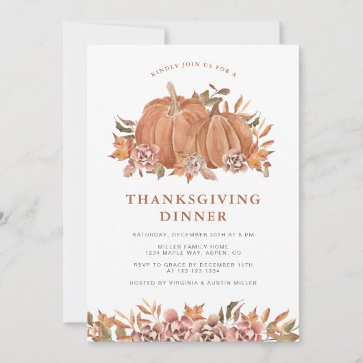 Invitation Citrouille Thanksgiving (Devant)