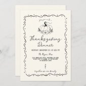 Invitation Citrouille Thanksgiving main gribouillis (Devant / Derrière)