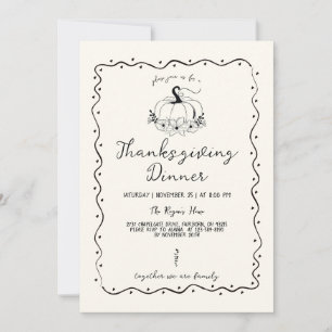 Invitation Citrouille Thanksgiving main gribouillis