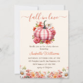 Invitation Citrouille Tombe Dans L'Amour Baby shower Floral (Devant)