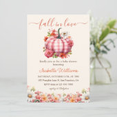 Invitation Citrouille Tombe Dans L'Amour Baby shower Floral (Debout devant)