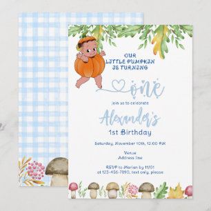 Invitation Citrouille Tourner un champignon Plaid 1er anniver