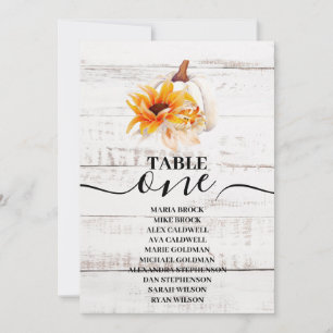 Invitation Citrouille Tournesol Aquarelle Bois Blanc Rustique