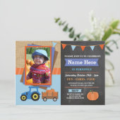 Invitation Citrouille Tracteur de fête d'anniversaire de la (Debout devant)