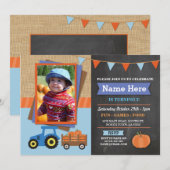 Invitation Citrouille Tracteur de fête d'anniversaire de la (Devant / Derrière)