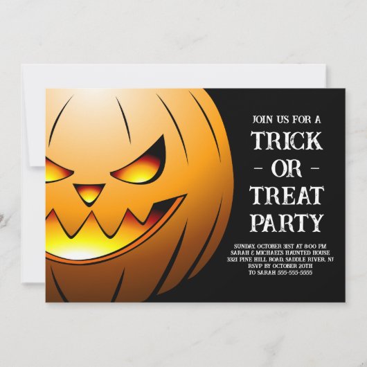 Invitation Citrouille Trick ou Treat Party (Devant)