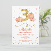 Invitation Citrouille TROIS Anniversaire 3ème Automne  Gold I (Debout devant)