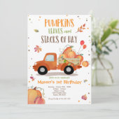 Invitation Citrouille Truck Anniversaire Fête d'automne Citro (Debout devant)