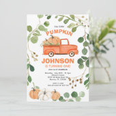 Invitation Citrouille Truck Party Automne Citrouille Annivers (Debout devant)