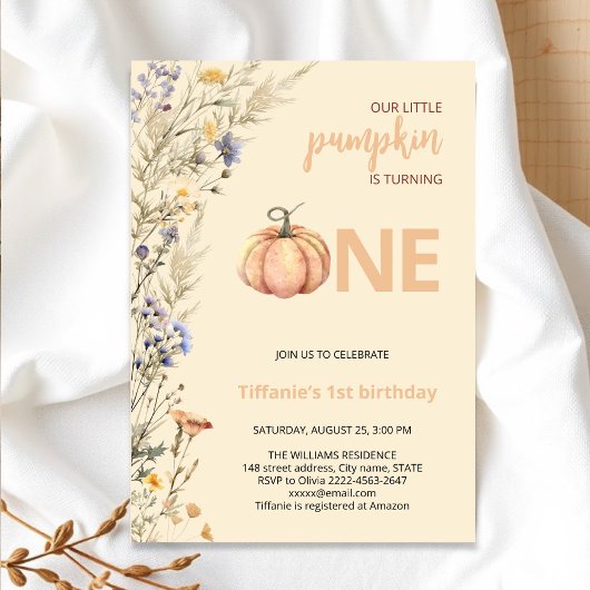 Invitation Citrouille un automne premier anniversaire invitat