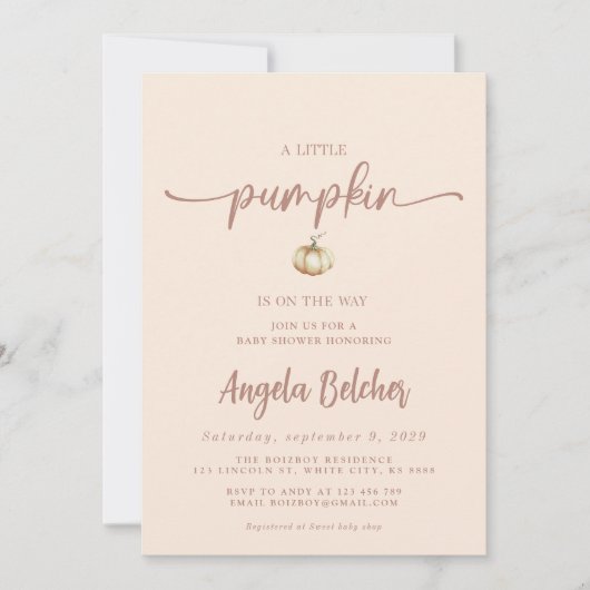 Invitation citrouille - Un petit Baby shower Citro (Devant)