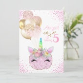 Invitation Citrouille Unicorn Girl 5e anniversaire (Debout devant)
