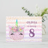 Invitation Citrouille Unicorn Girls 8e anniversaire (Debout devant)