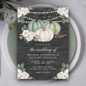Invitation Citrouille vert Sage et Mariage en bois floral bla