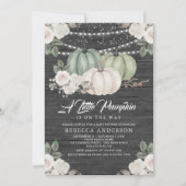Invitation Citrouille vert Sage Floral Automne Baby shower en (Devant)