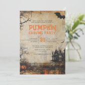 Invitation Citrouille vintage Carving Halloween Party (Debout devant)