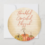 Invitation Citrouille vintage Orange Rustique Thanksgiving Dî (Dos)