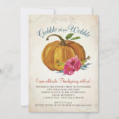 Invitation Citrouille vintage Orange Thanksgiving Famille Dîn (Devant)