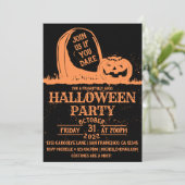 Invitation Citrouille vintage Tombstone Halloween Party (Debout devant)