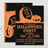 Invitation Citrouille vintage Tombstone Halloween Party (Devant / Derrière)