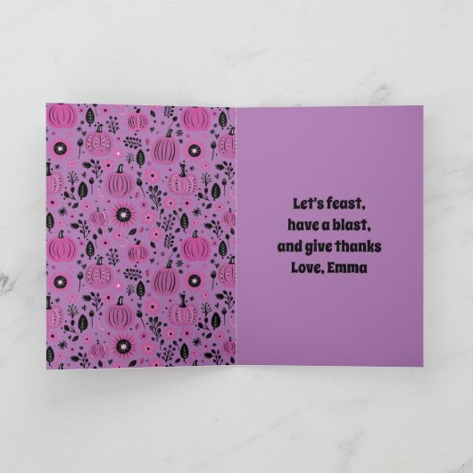 Invitation Citrouille violette et fleurs d'automne personnali (Intérieur)