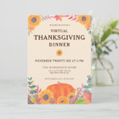 Invitation Citrouille virtuel Sunflowers Thanksgiving Dîner (Debout devant)
