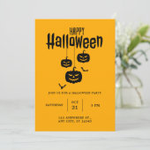 Invitation Citrouille Visage Effrayant Et Bat Éffrayant Hallo (Debout devant)