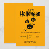 Invitation Citrouille Visage Effrayant Et Bat Éffrayant Hallo (Devant / Derrière)