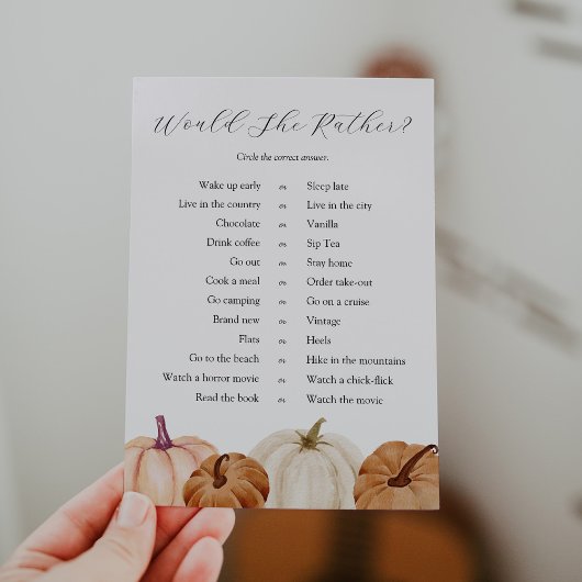 Invitation Citrouille Voudrait-Elle Plaire Game Card